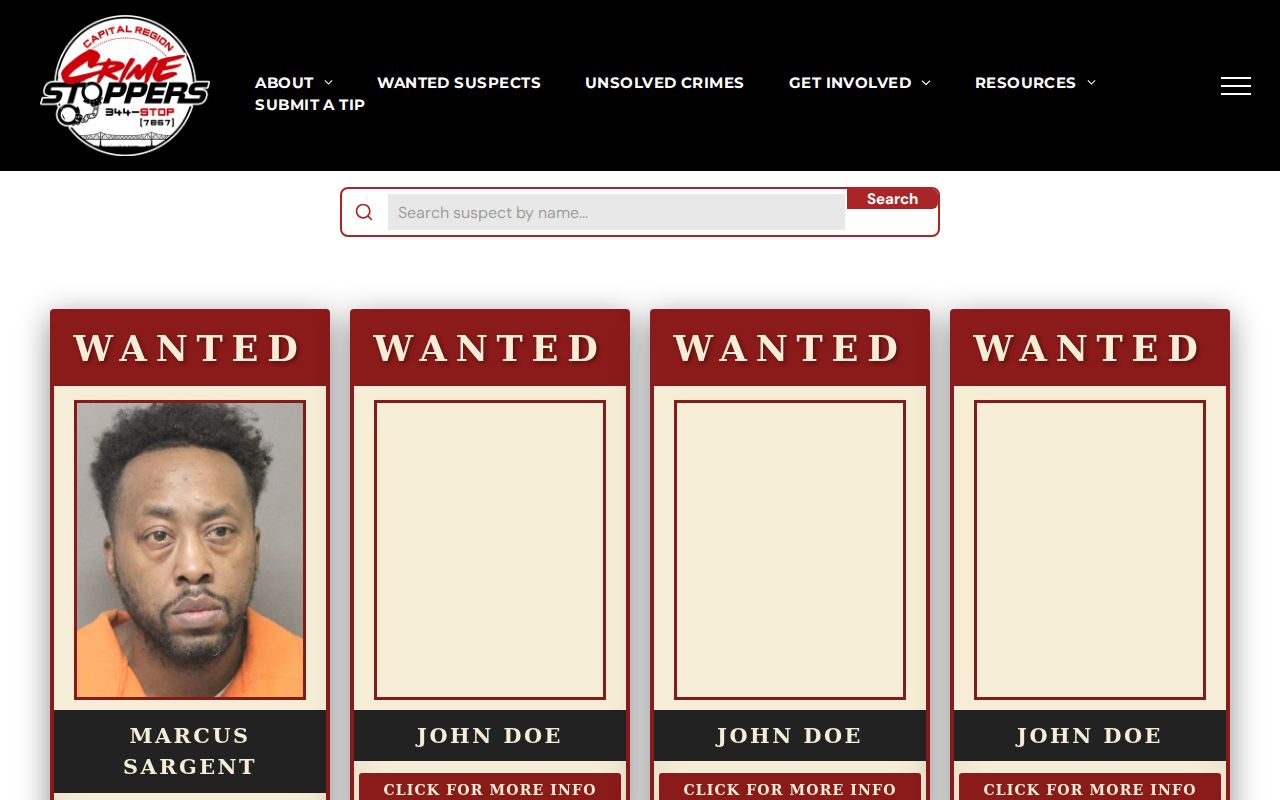 Livingston Parish most wanted tip interface framed on navigation and tip controls