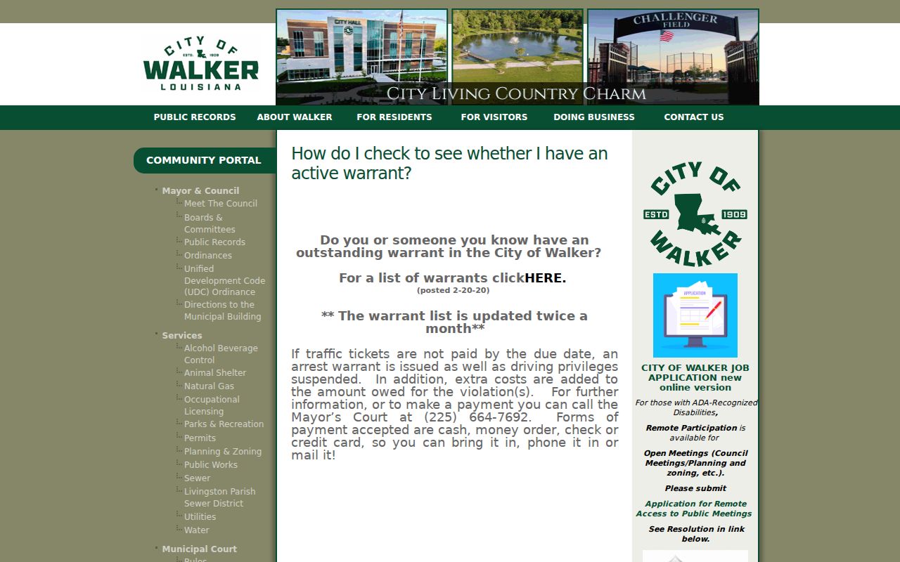 Walker warrant list instructions for checking Walker warrant records